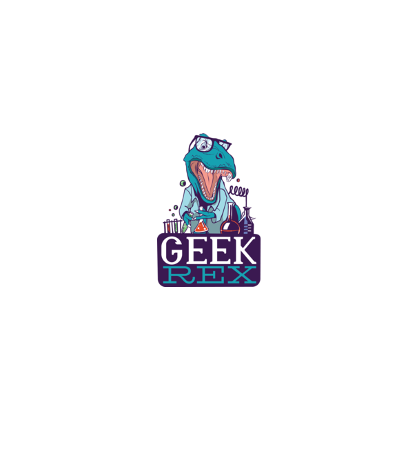 Geek Rex Dinoszaurusz póló minta fekete pólón