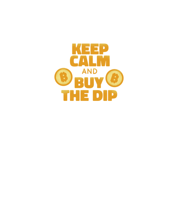 Keep calm and buy the dip Bitcoin minta fekete pólón