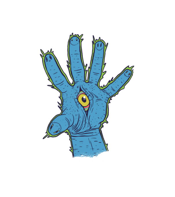 Illuminati Trippy Hand minta fehér pólón