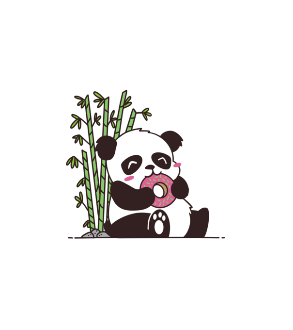 Fánk evő cuki panda minta fehér pólón