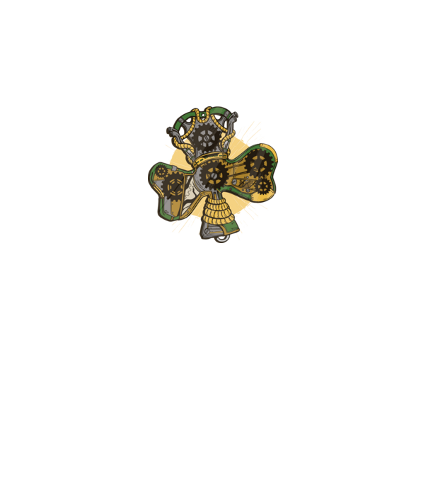 Steampunk lóhere minta királykék pólón