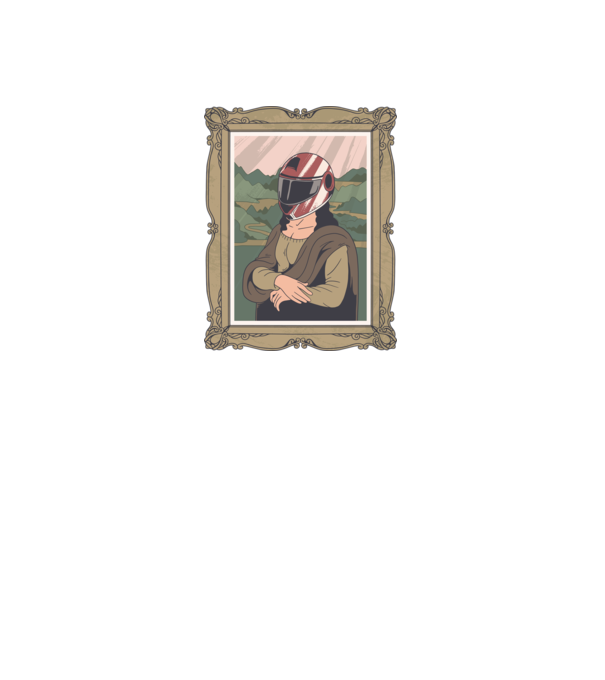 Mona Lisa Versenyző minta fekete pólón