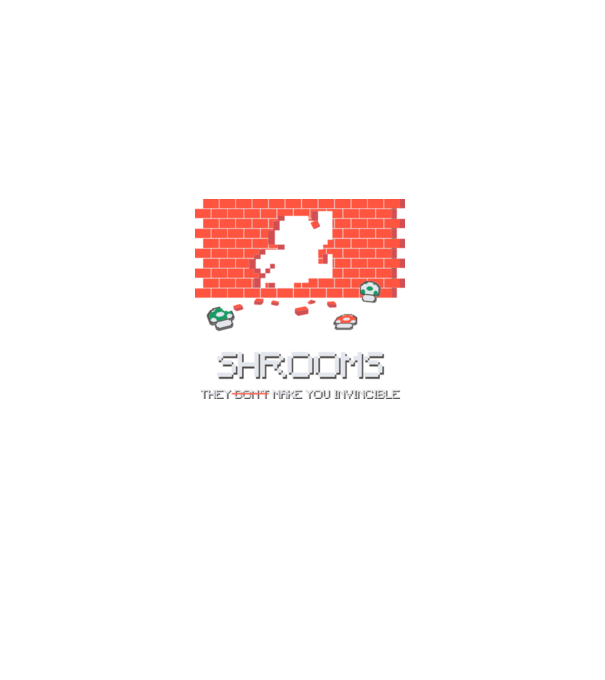 Shrooms - They make you invincible Mario minta szürke pólón