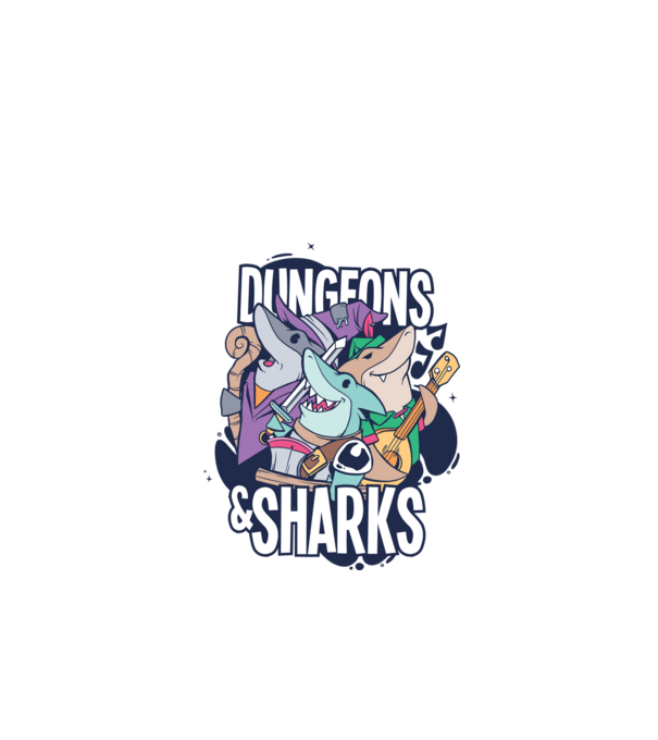 Dungeon Sharks minta fehér pólón