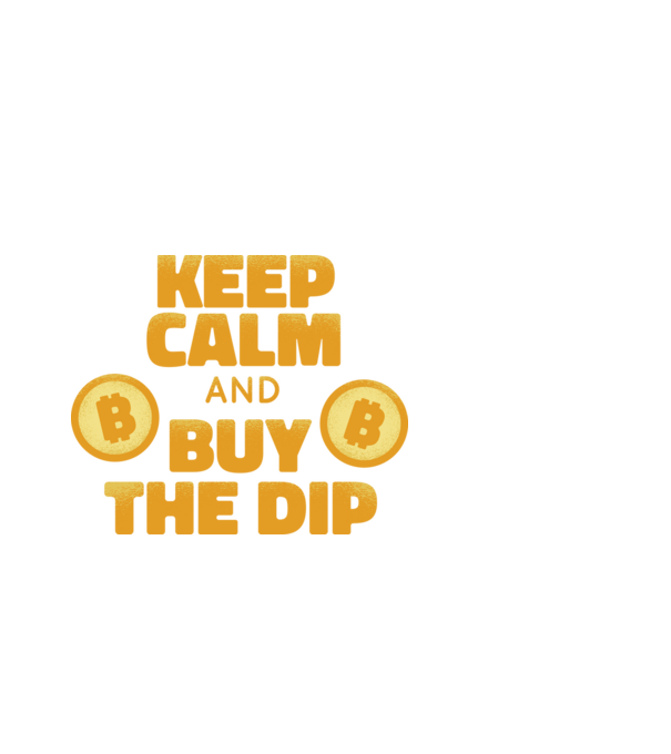 Keep calm and buy the dip Bitcoin minta fehér pólón