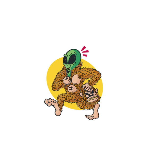 Alien Sassquatch minta fekete pólón
