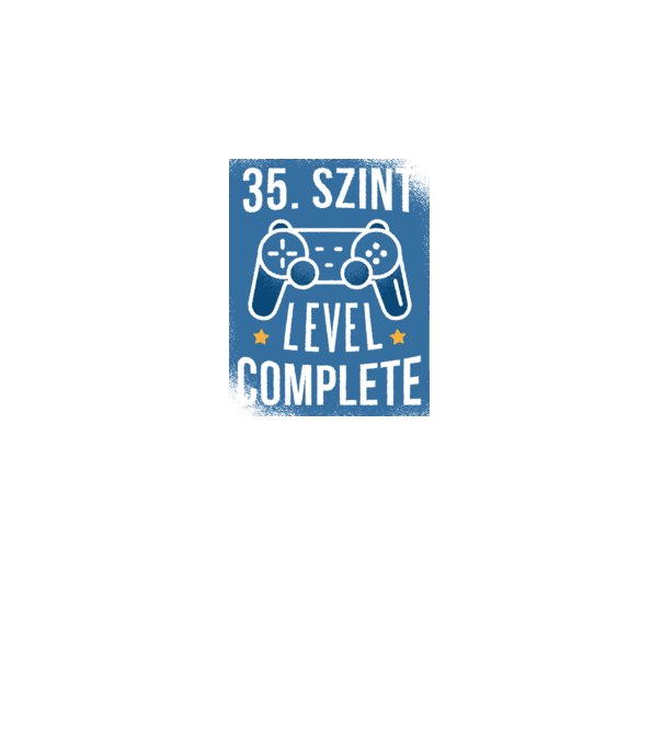 35. szint level completed minta fekete pólón