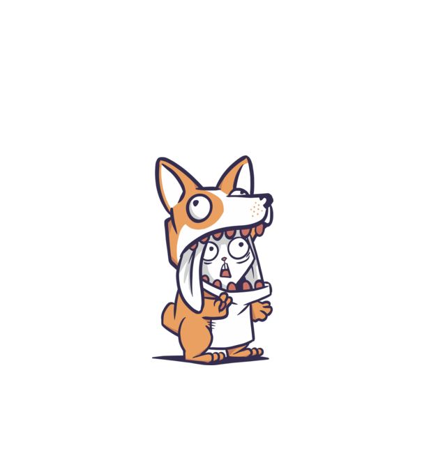 Cuki Nyuszi Corgi jelmezben minta fehér pólón