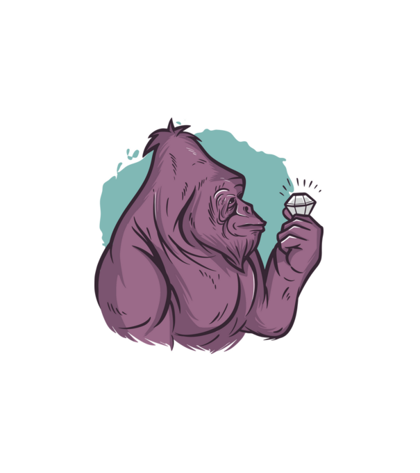 gorilla és gyémánt minta fehér pólón