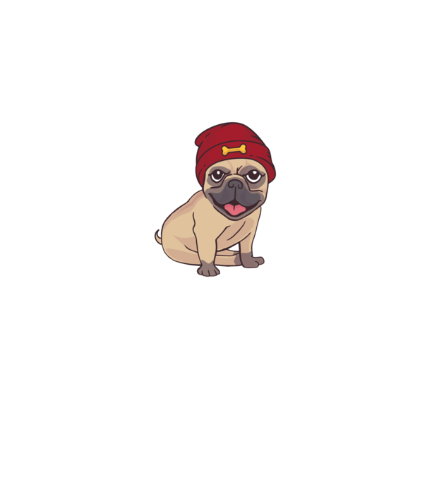 Mopsz sapkában minta farmerkék pólón