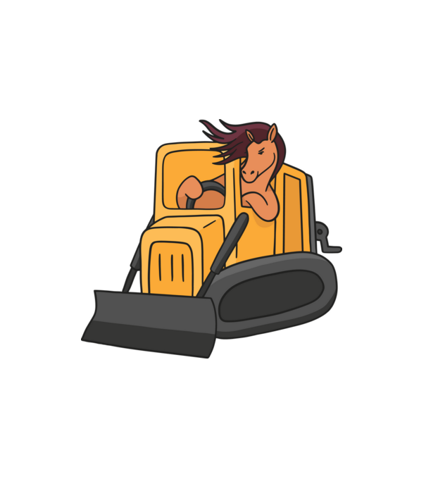 Bulldozer Horse minta fehér pólón