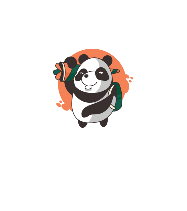 Iskolás panda minta világos rózsaszín pólón