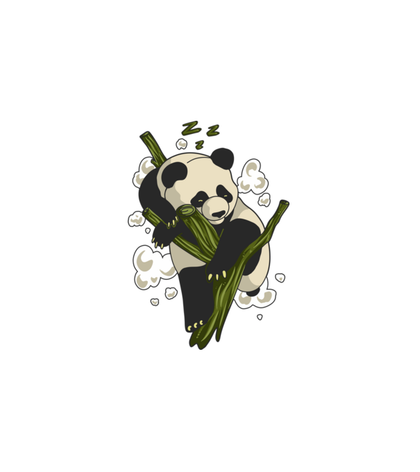 Alvó panda minta fehér pólón