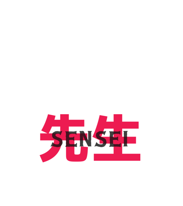 Japán sensei minta fehér pólón