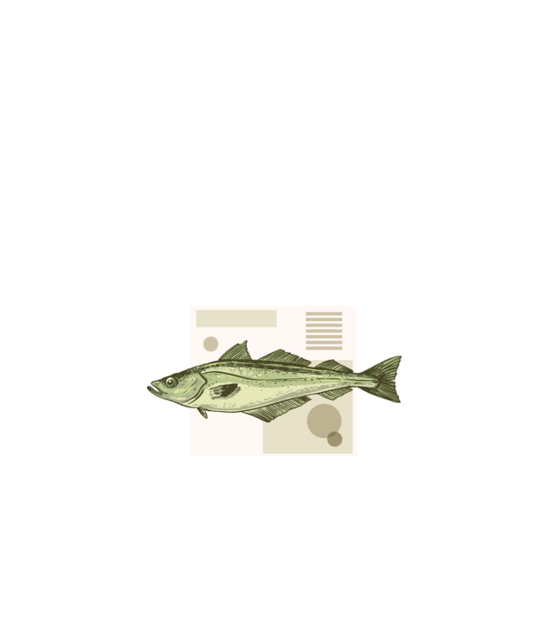 Tőkehal minta fehér pólón