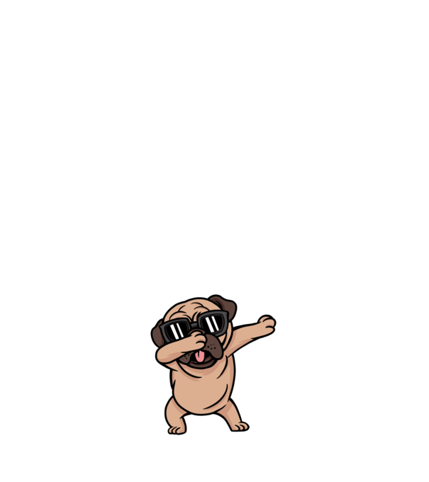 Pug DAB minta fehér pólón