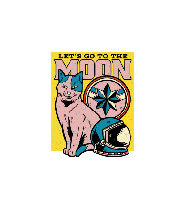 To the moon Cica minta fehér pólón
