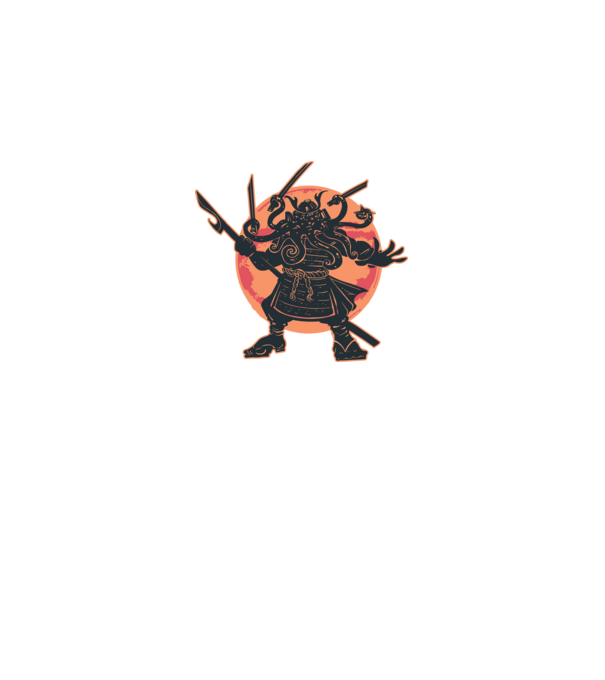 Cthulu samurai minta fekete pólón