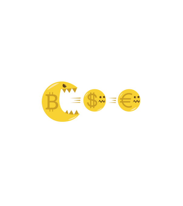 Bitcoin Pacman minta fehér pólón