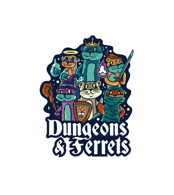 Dungeons And Ferrets minta fehér pólón