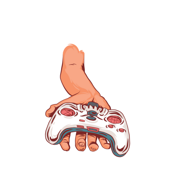 Joystick minta fehér pólón