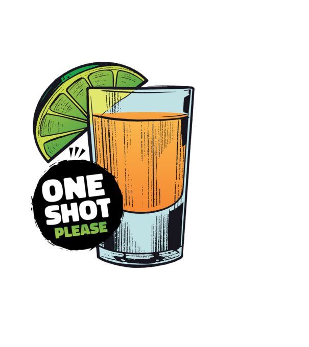 Tequila shot minta világoskék pólón