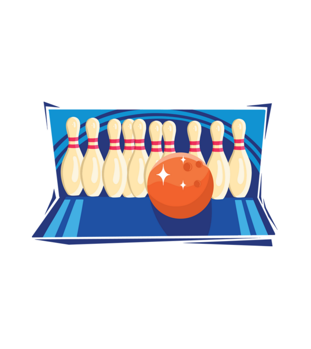 Bowling minta fehér pólón