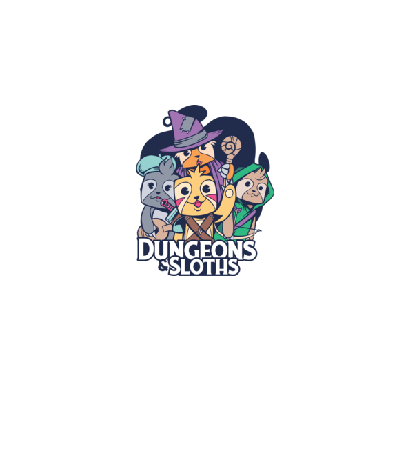 Sloths Dungeons minta fehér pólón