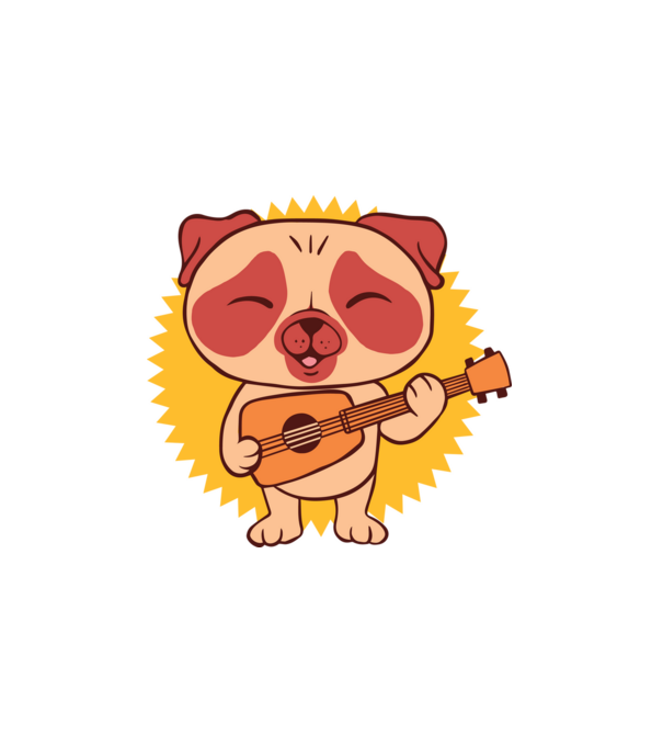 Gitáros mopsz minta fehér pólón