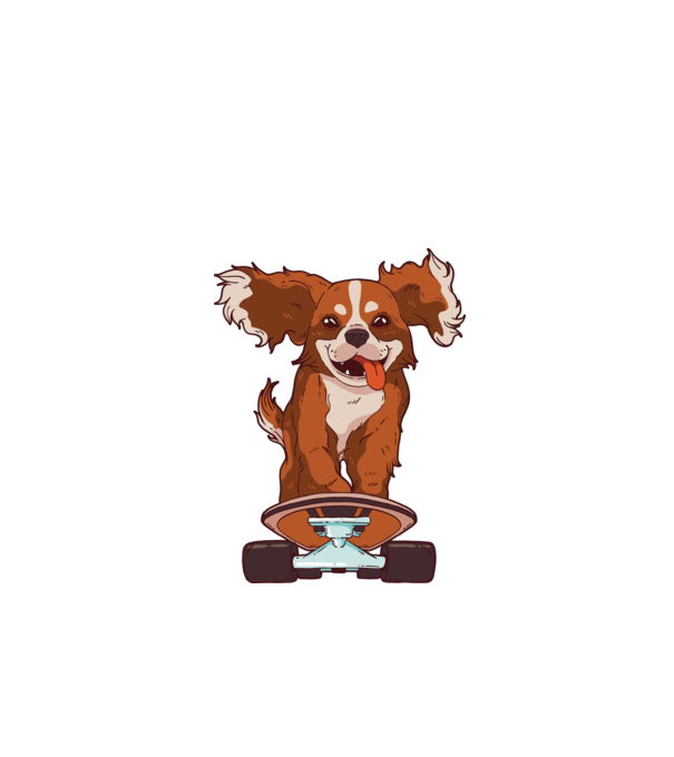 Gördeszkás Cavalier King Spániel minta fekete pólón