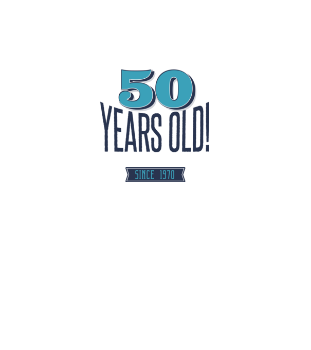 50 years old awesome since 1970 minta világoskék pólón