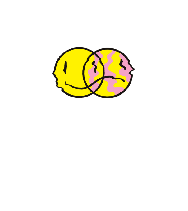 Happy Sad Emoji minta világos rózsaszín pólón