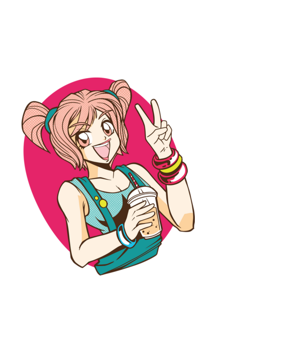 Bobba Anime Lány minta fekete pólón