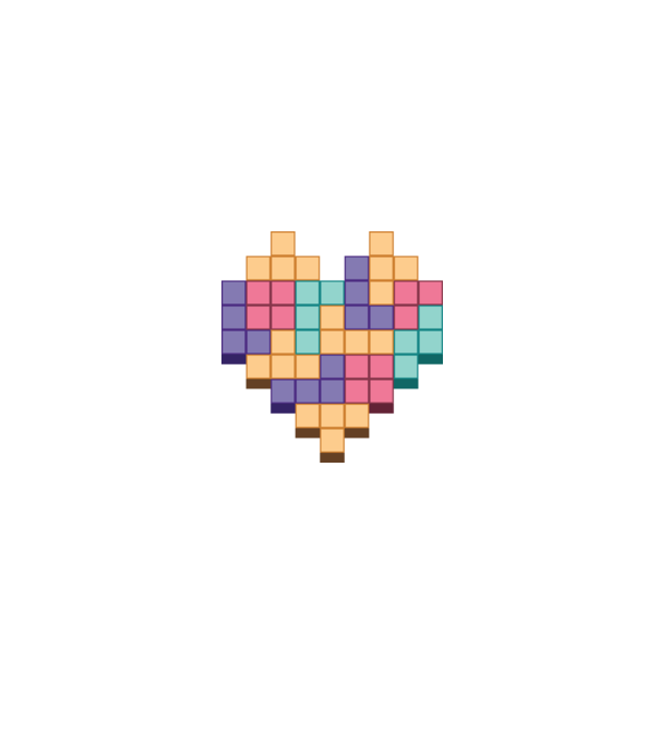 Tetris Szív minta fehér/piros pólón