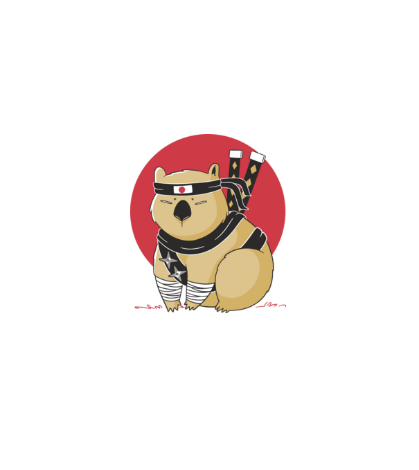 Ninja Wombat minta fehér pólón