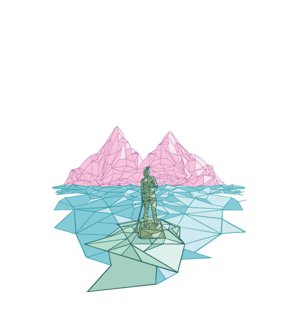 Lowpoly Padding minta fehér pólón
