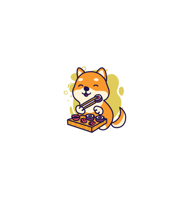 Shiba inu Sushival minta fehér/piros pólón