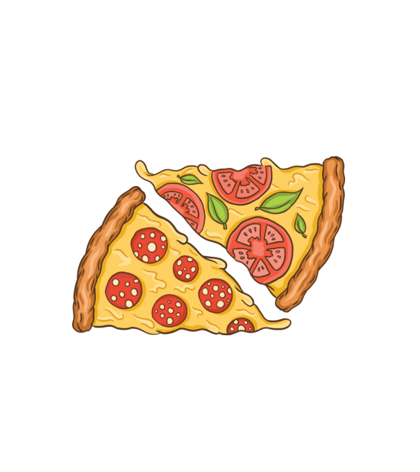 Pizza szeletek minta fehér pólón