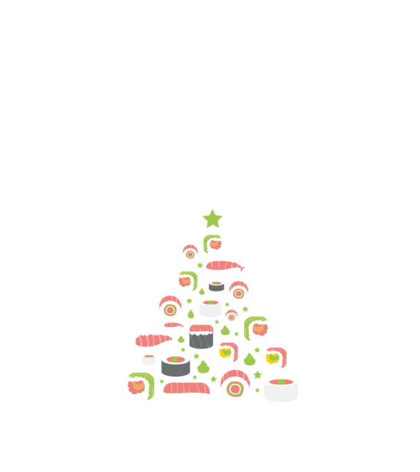 Sushi Karácsonyfa minta sötétkék pólón