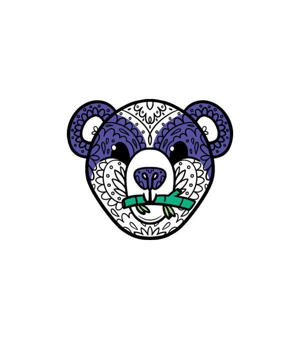 Mandala Panda minta fehér pólón