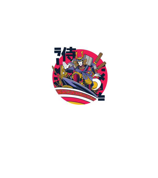 Samurai Ramen Surf minta farmerkék pólón