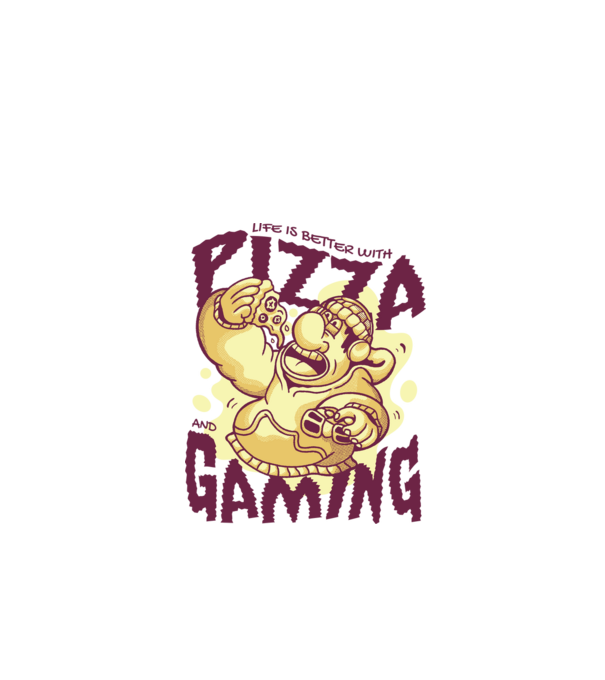 Pizza és játék minta fehér pólón