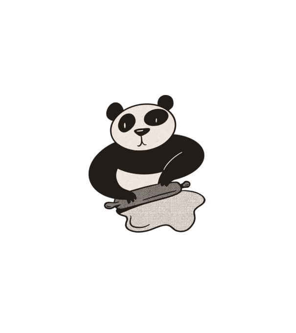 Tészta gyúró panda minta szürke pólón