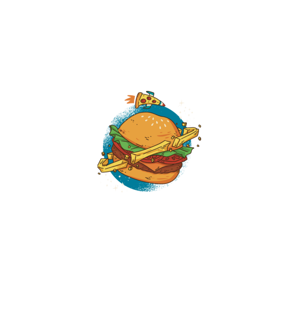 Hamburger bolygó minta királykék pólón