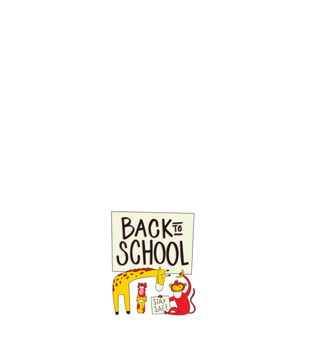 Back To School Állatok minta világoskék pólón