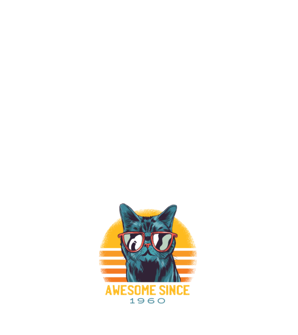 Awesome since 1960 Cat Cicás póló minta fehér pólón