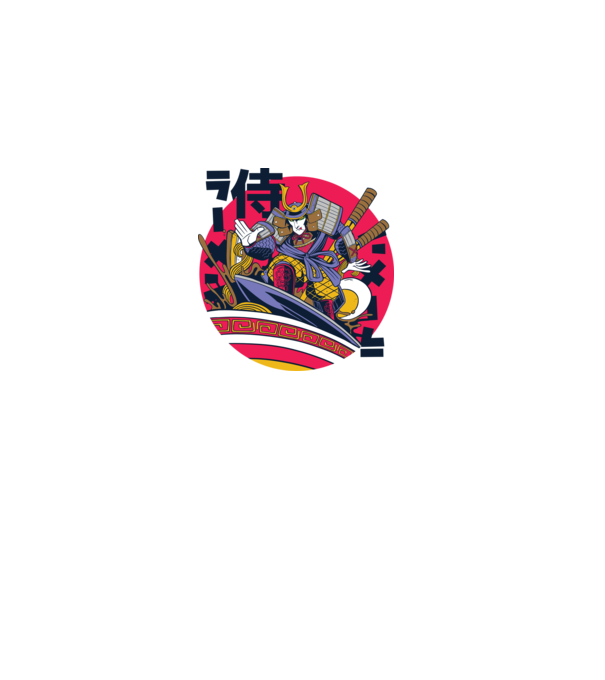 Samurai Ramen Surf minta szürke pólón