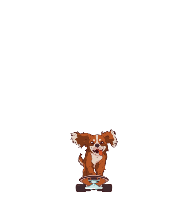 Gördeszkás Cavalier King Spániel minta zöld pólón