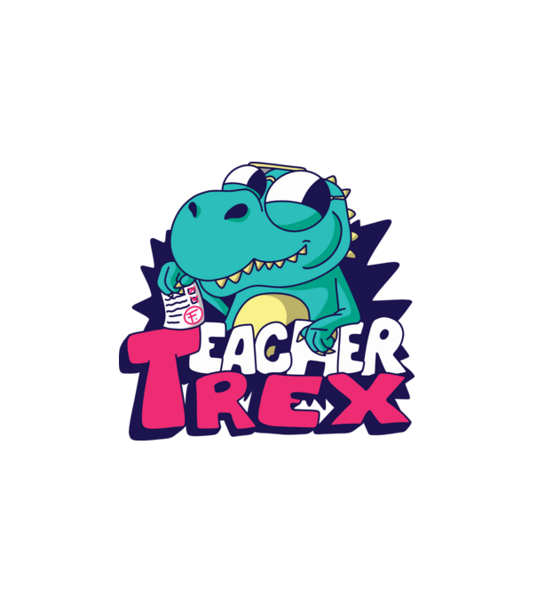 TeacherREX minta fehér pólón