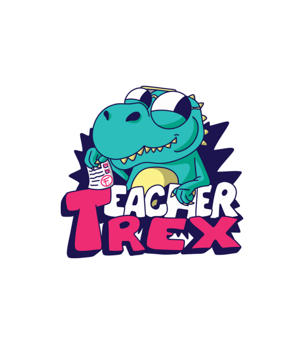 TeacherREX minta fehér pólón